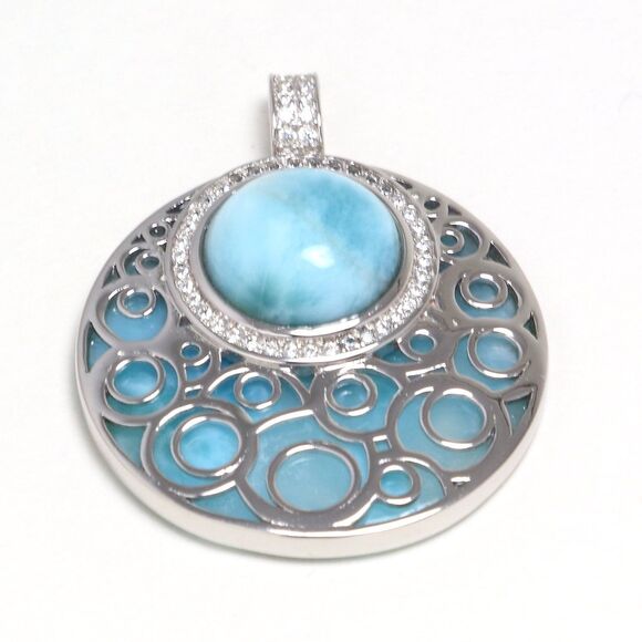 LARIMAR NECKLACE, ZIRCON Necklace, 925 Sterling Silver Necklace - Picture 5 of 9